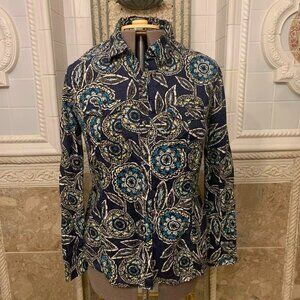 Charter Club. Sz 14. Linen Button Up, 2 Flap Pockets. Covered Button Shirt. B55